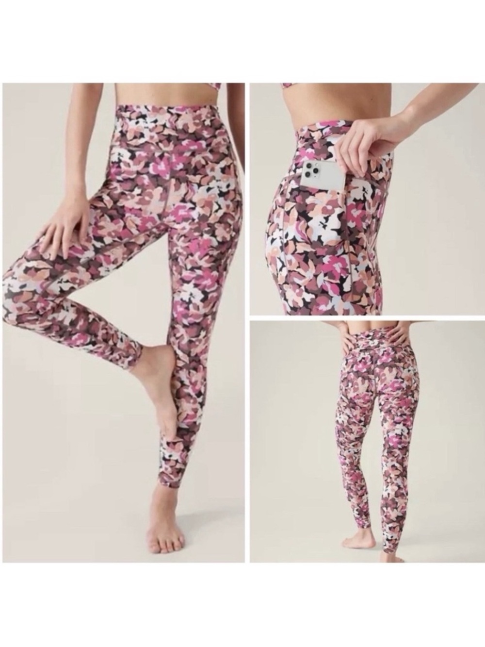 Athleta Leggings - Pink and Brown Floral